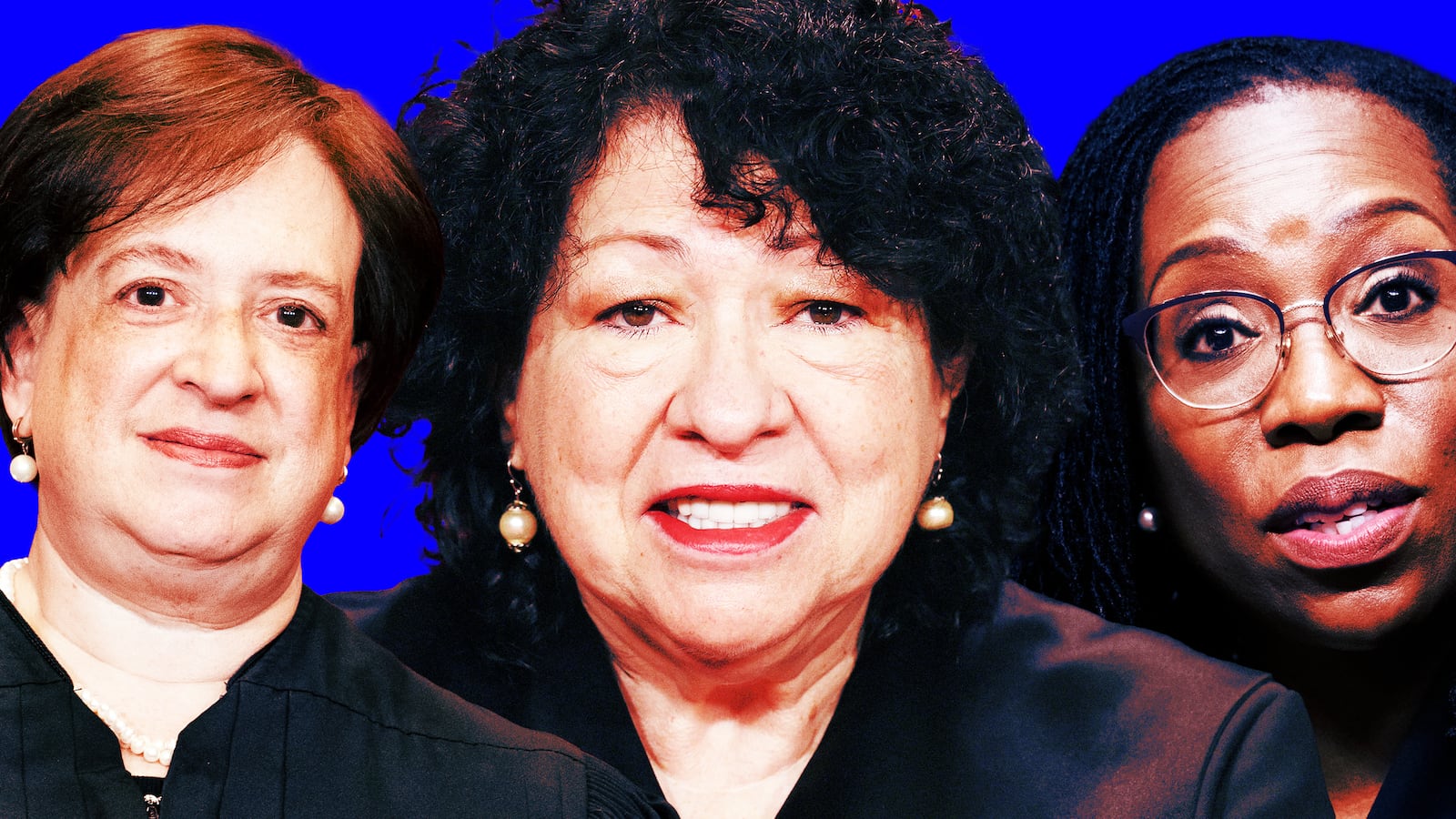 A photo illustration of Sonia Sotomayor, Ketanji Brown Jackson, and Elena Kagan.