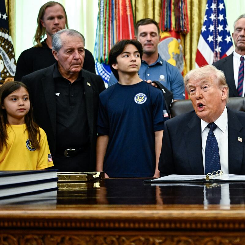 President Donald Trump ranted about Iran while surrounded by a group of children in the Oval Office on May 5, 2026.