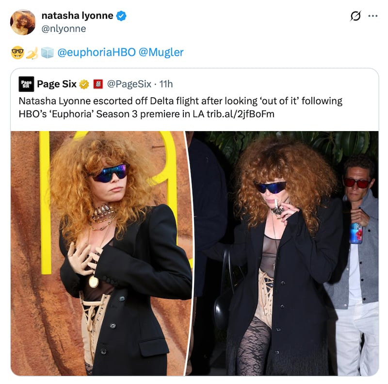 Natasha Lyonne makes a cryptic post on X.