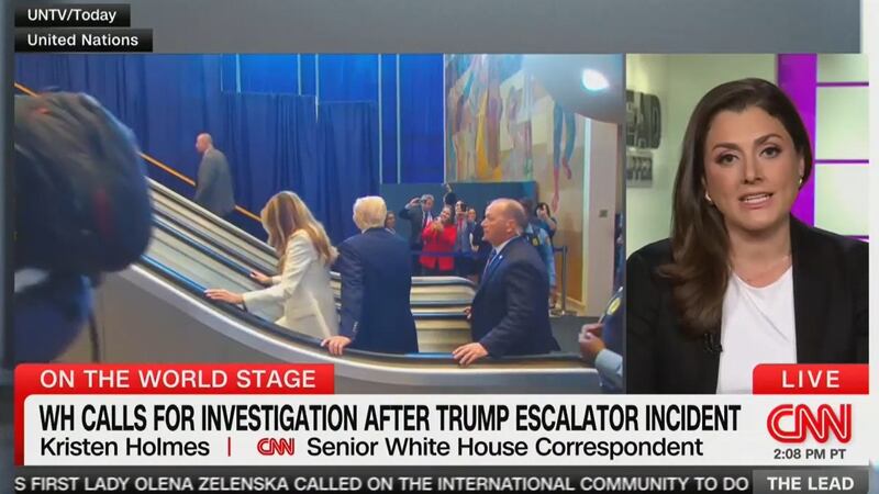 CNN’s senior White House correspondent Kristen Holmes on The Lead split with Donald and Melania Trump on escalator.