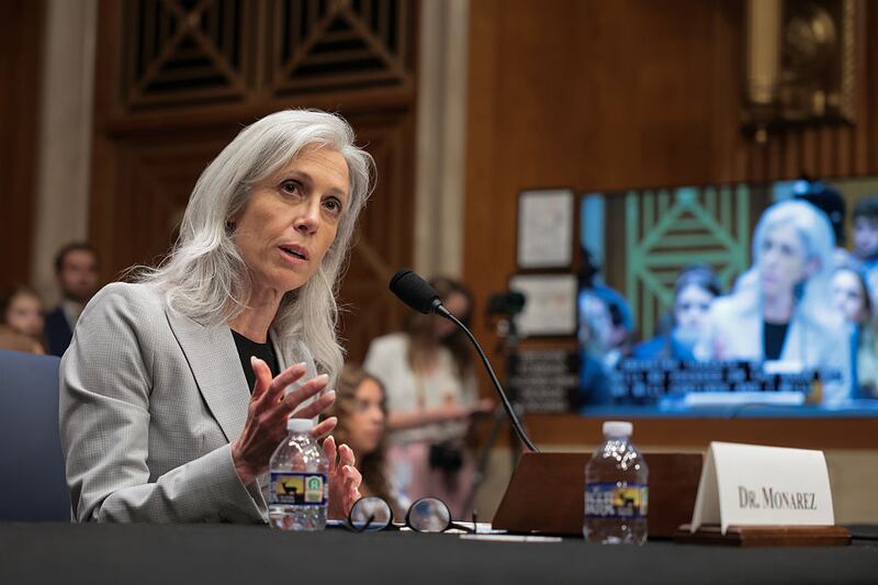 Susan Monarez, President Donald Trump’s nominee to be the Director of the Centers for Disease Control and Prevention (CDC), testifies during her confirmation hearing before the Senate Committee on Health, Education, Labor, and Pensions in the Dirksen Senate Office Building on June 25, 2025 in Washington, DC. Monarez is a health scientist with a Ph.D. in microbiology and immunology who previously served as the Deputy Director of the Advanced Research Projects Agency for Health. (Photo by Kayla Bartkowski/Getty Images)