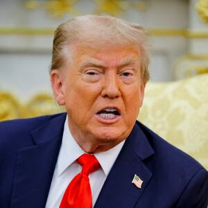 U.S. President Donald Trump reacts as he and the President of Poland Karol Nawrocki (not pictured) meet in the Oval Office at the White House in Washington, D.C., U.S., September 3, 2025.  REUTERS/Brian Snyder