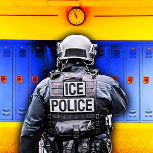 ICE police a high school. photo illustration