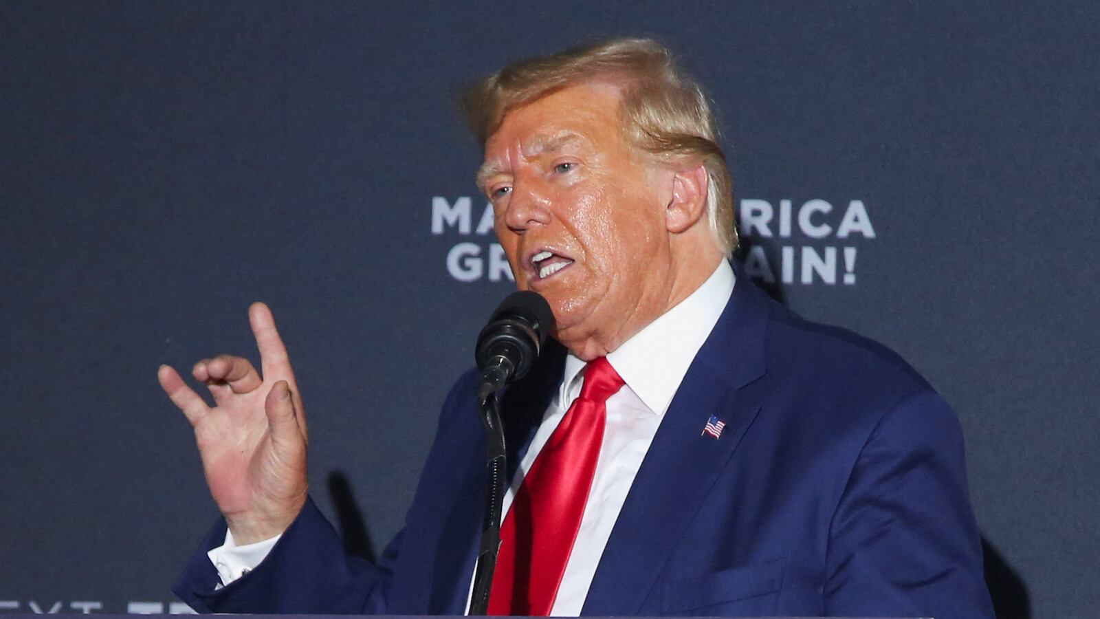 Former U.S. President and Republican presidential candidate Donald Trump speaks during a campaign rally in Windham, New Hampshire, U.S., August 8, 2023.