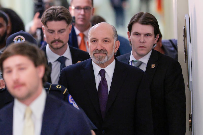 Commerce Secretary Howard Lutnick arrives for a closed transcribed interview with the House Oversight Committee about his relationship with Jeffrey Epstein on May 06, 2026 in Washington, DC.