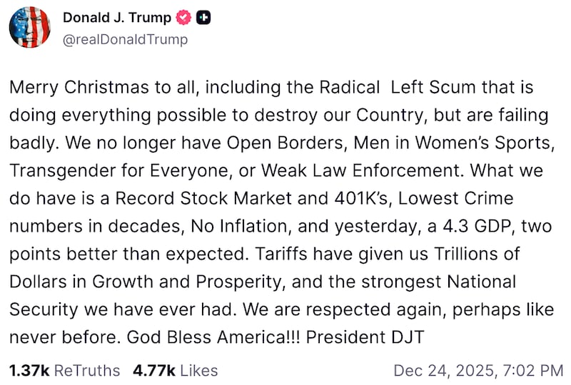 Donald Trump on Truth Social