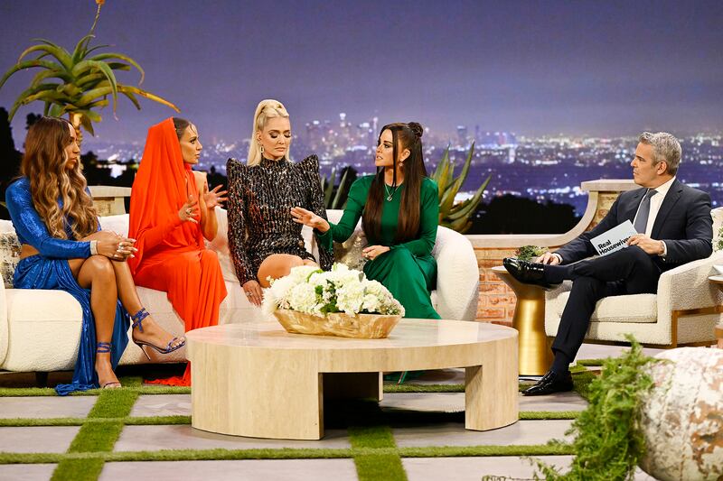 Annemarie Wiley, Dorit Kemsley, Erika Jayne, Kyle Richards, and Andy Cohen.