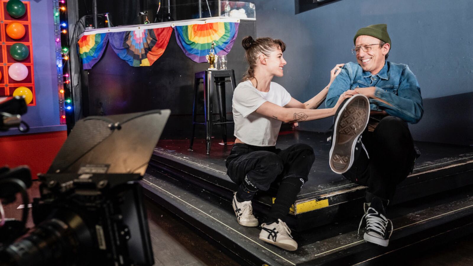 Kristen Stewart and Seth Meyers