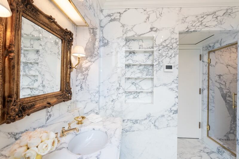 President Trump shared photos of the renovation he made to the bathroom in the Lincoln bedroom, changing it to all marble.