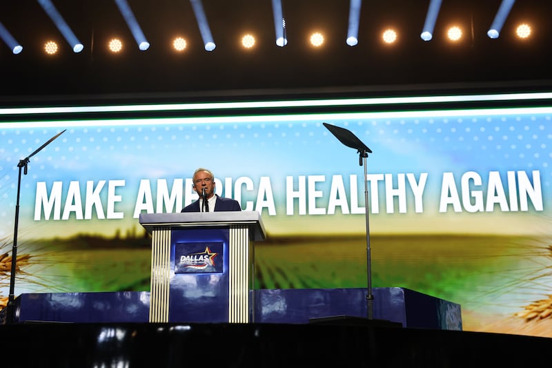 Health and Human Services Secretary Robert F. Kennedy Jr. speaks on stage on the second day of the 2026 Republican National Convention at the American Airlines Center on September 10, 2026 in Dallas, Texas.