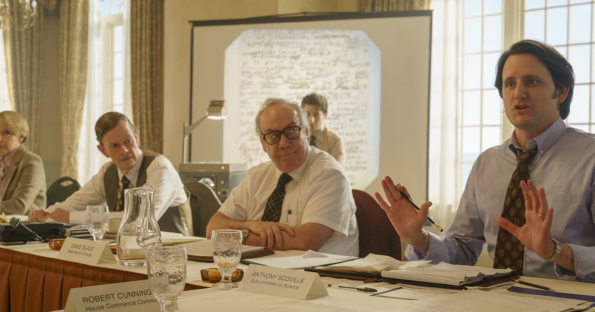 Photo: The Daily Beast Paul Giamatti, Zach Woods, and Noah Robbins in A Statement (2026)
