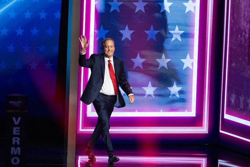 UNITED STATES - SEPTEMBER 9: Texas Attorney General and Senate candidate Ken Paxton speaks during the Republican Midterm Convention at the American Airlines Center in downtown Dallas on Wednesday, September 9, 2026. (Bill Clark/CQ-Roll Call, Inc via Getty Images)