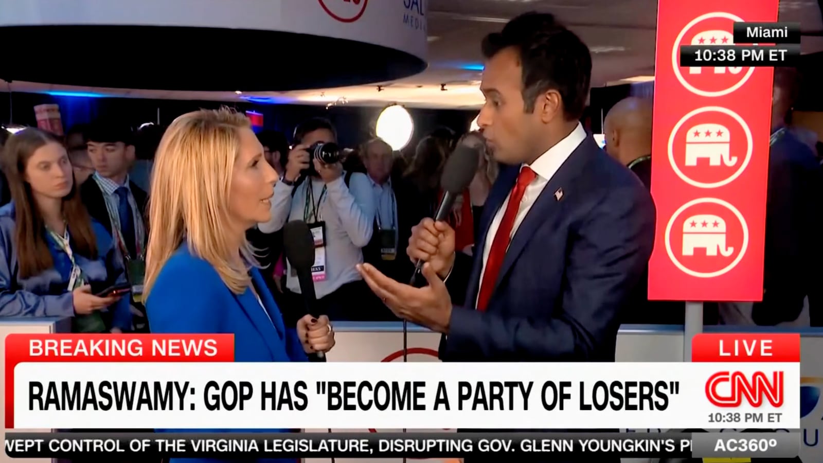 CNN anchor Dana Bash argues with Vivek Ramaswamy about his claims of Hunter Biden receiving a $5 million bribe.