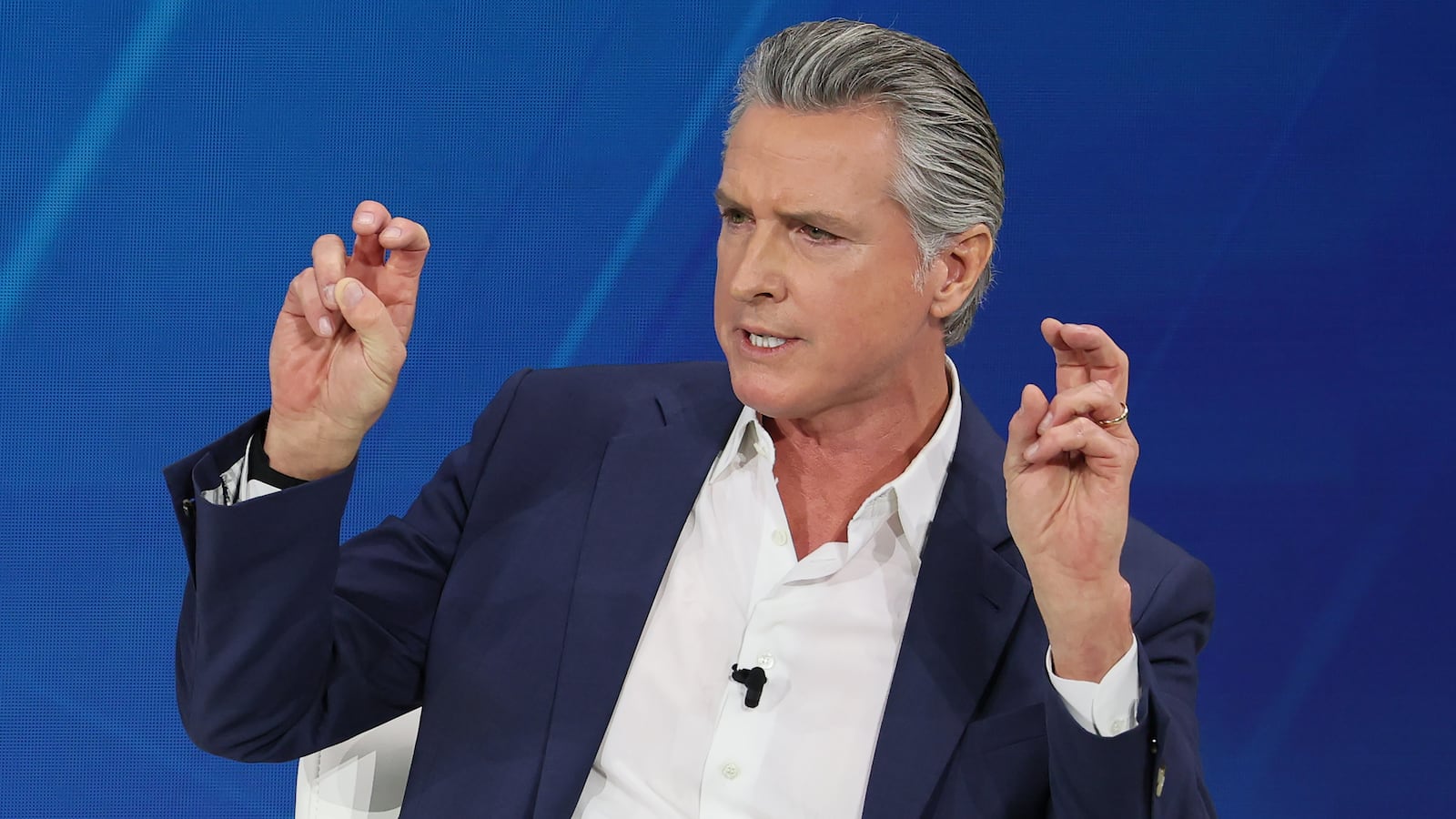 NEW YORK, NEW YORK - DECEMBER 03: California Gov. Gavin Newsom speaks during the 2025 New York Times Dealbook Summit at Jazz at Lincoln Center on December 03, 2025 in New York City. NYT columnist Sorkin hosted the annual Dealbook summit which brings together business and government leaders to discuss the most important stories across business, politics and culture. (Photo by Michael M. Santiago/Getty Images)
