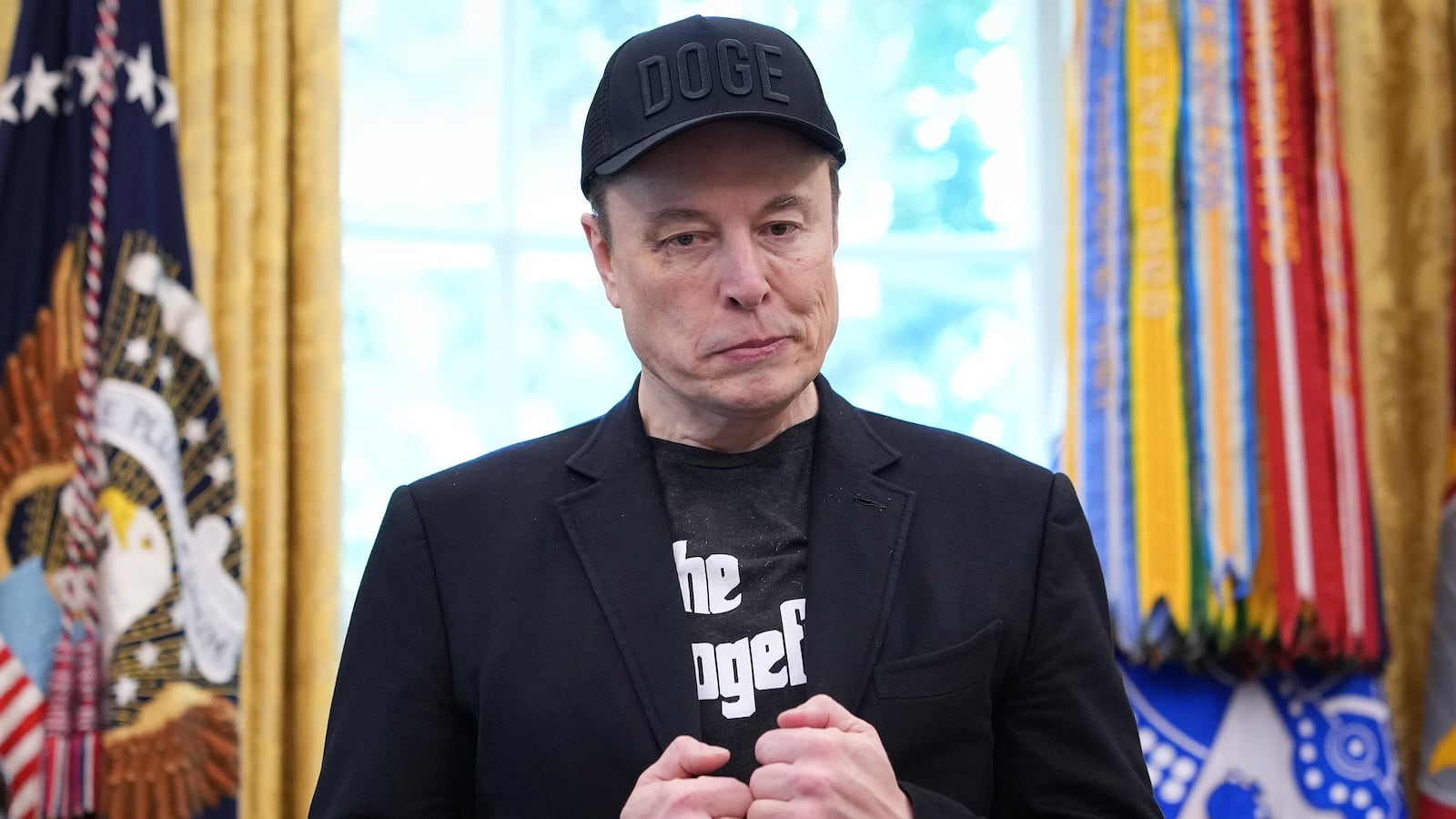 Musk had bruising around his eye during his final Oval Office appearance, which he said was a result of "horsing around" with his son.