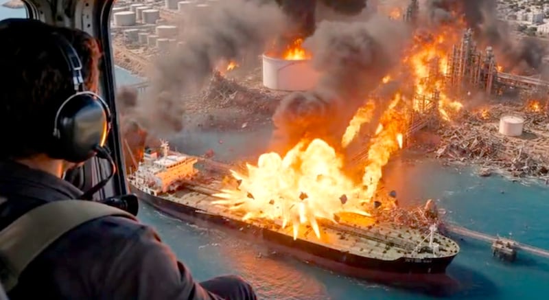 Screengrab of Trump’s Truth Social post showing a fake explosion.