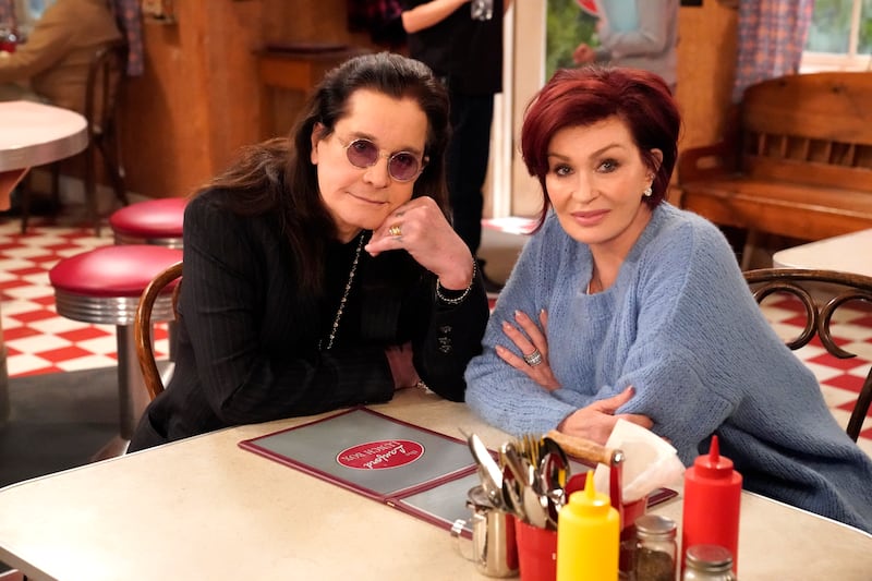 Ozzy and Sharon Osbourne on "The Conners," in 2020.
