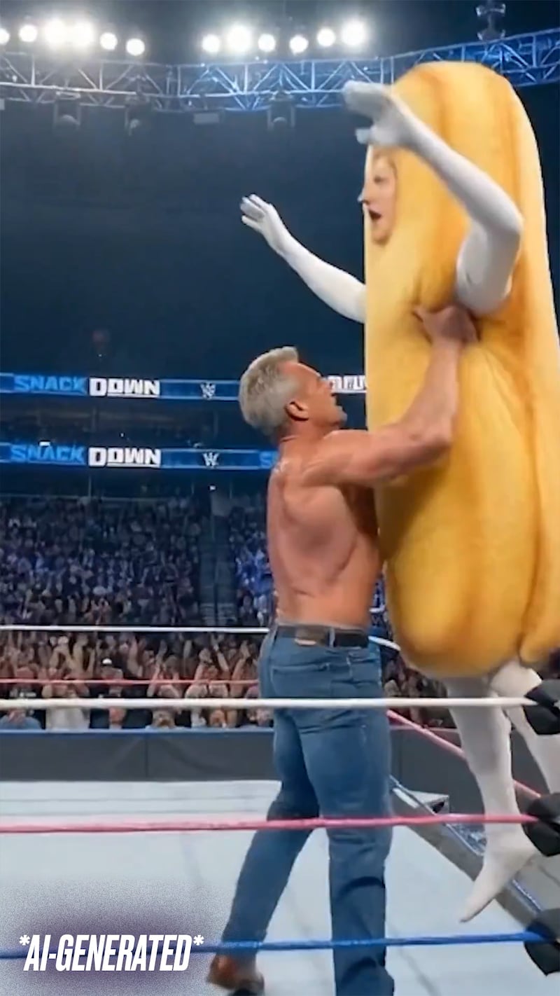 AI video of Robert F. Kennedy Jr. wrestling a Twinkie.