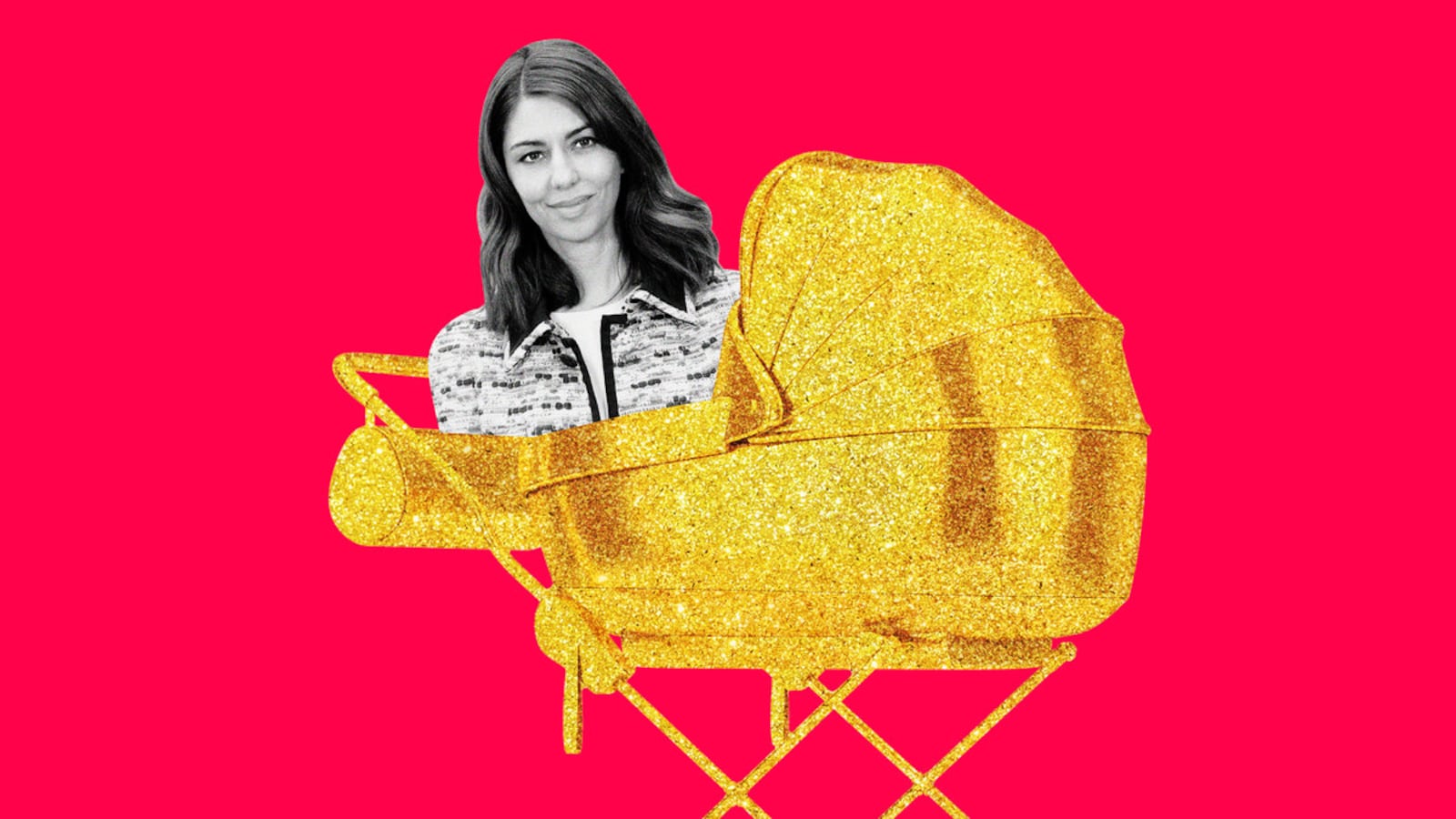 An illustration including photos of Flim Director Sofia Coppola and Golden Stroller