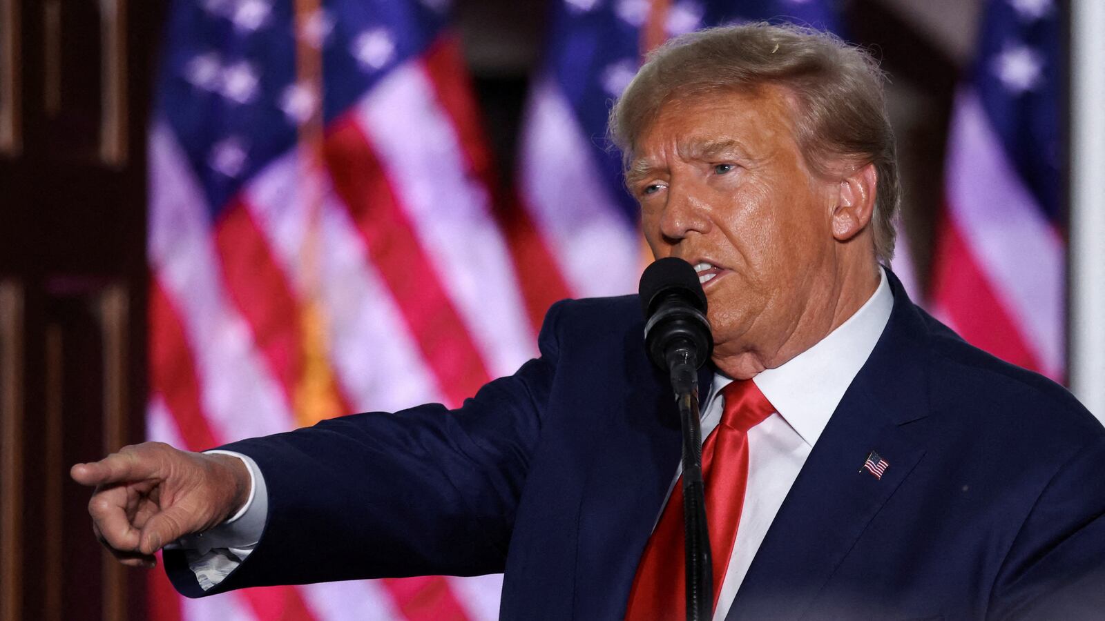 Former U.S. President Donald Trump delivers remarks during an event at Trump National Golf Club, in Bedminster, New Jersey, U.S., June 13, 2023.