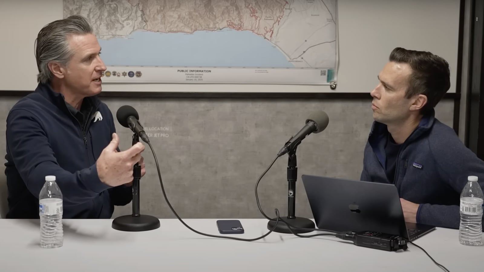 Gavin Newsom and Jon Favreau.