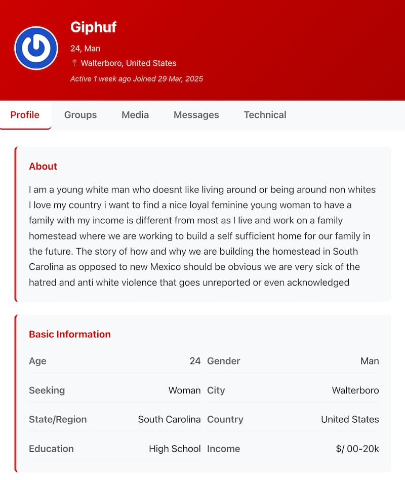 The site claims to be "not discriminatory," but someone should tell this user.