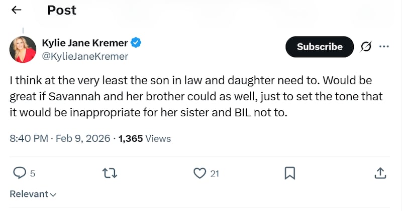 Kylie Jane Kremer 
https://x.com/KylieJaneKremer/status/2021036474867831234