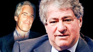 A photo illustration of Leon Black and Jeffrey Epstein.