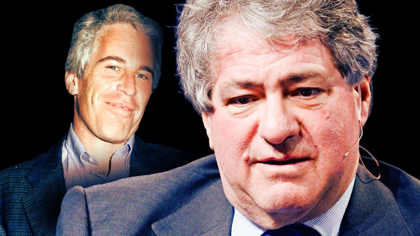 A photo illustration of Leon Black and Jeffrey Epstein.