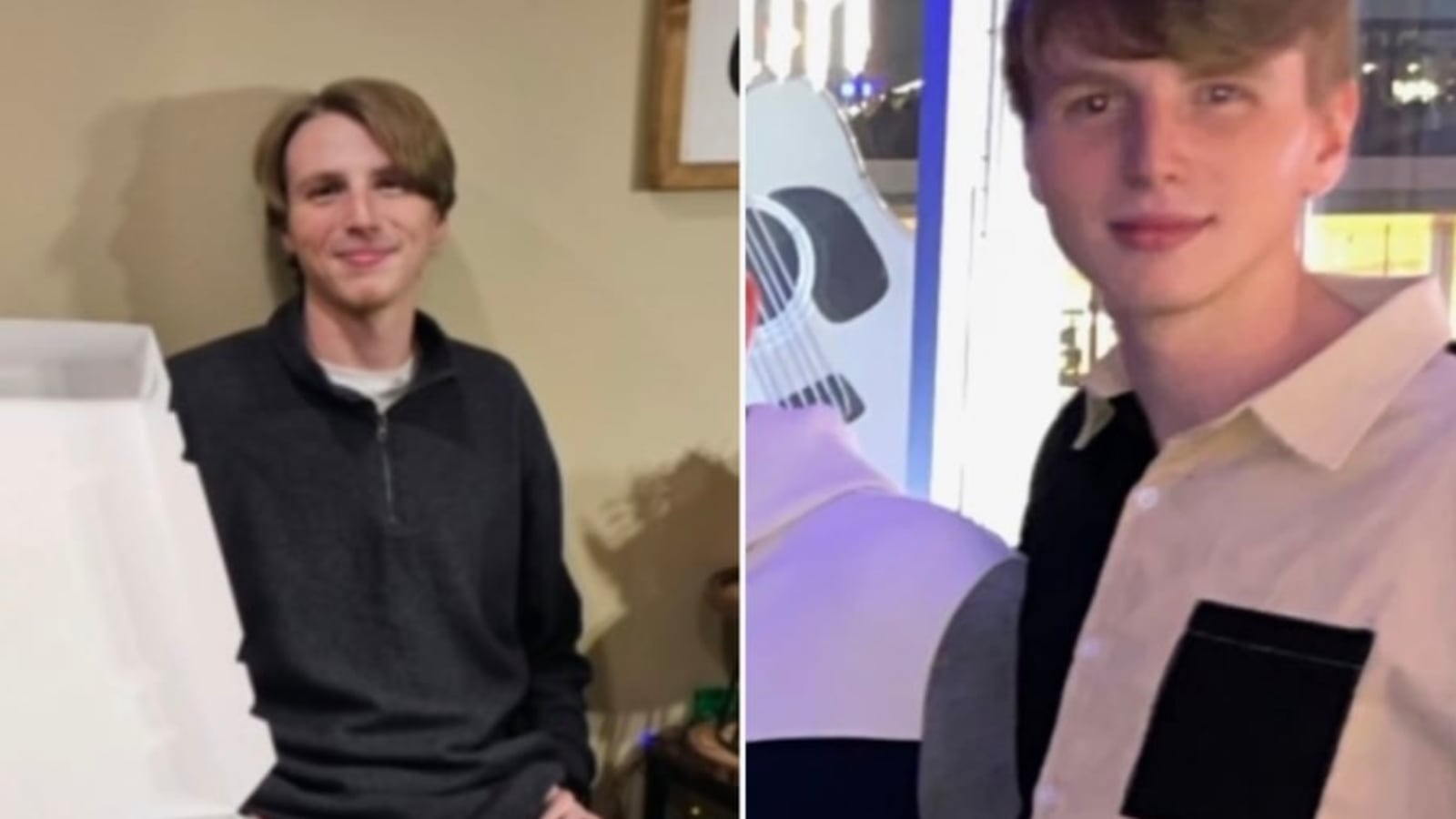 Side-by-side photos of Riley Strain smiling.