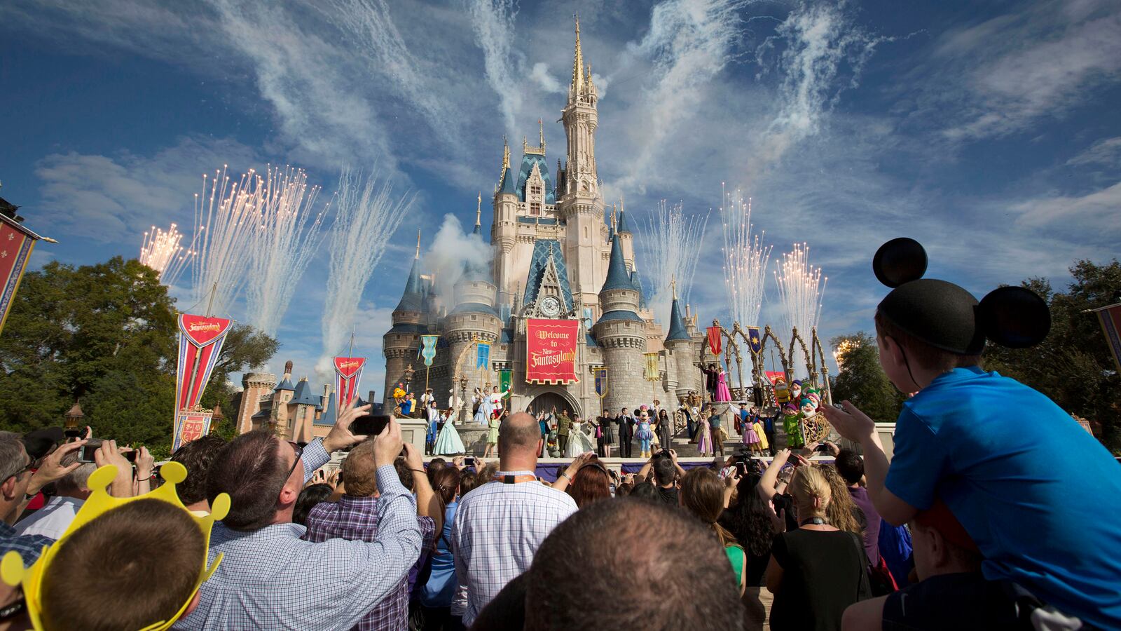 Fireworks go off around Cinderella’s castle during the grand opening ceremony for Walt Disney World's new Fantasyland in Lake Buena Vista, Florida, Dec. 6, 2012.