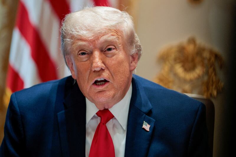 Donald Trump speaks during a cabinet meeting at the White House, in Washington, D.C., U.S.,  on May 27, 2026.