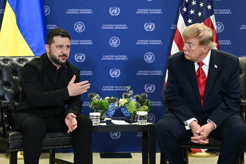 President Donald Trump meets with Ukrainian President Volodymyr Zelensky on the sidelines of the 81st United Nations General Assembly in New York, on September 22, 2026.