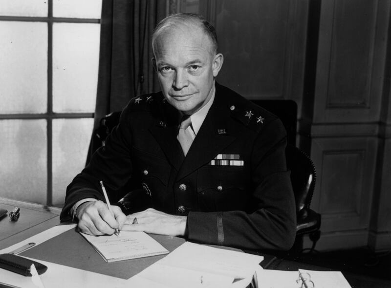 9th July 1942: Major-General Dwight Eisenhower (1890 - 1969), commander of the American Forces in the European theatre of war, at the time of his promotion, by President Roosevelt, to Lieutenant General.
