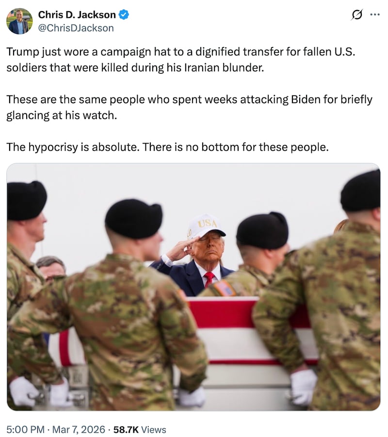 An X post criticizing Trump's choice of hat.