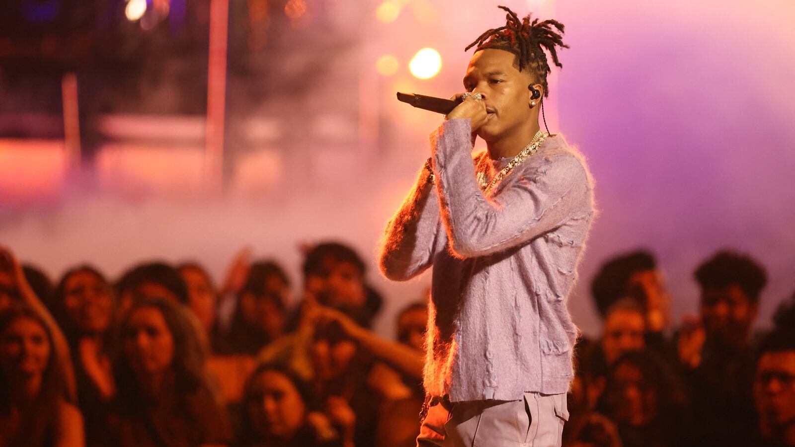 Lil Baby performs onstage during the 2022 American Music Awards, at the Microsoft Theater in Los Angeles, California, Nov. 20, 2022.