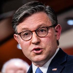 WASHINGTON, DC - NOVEMBER 18: Speaker of the House Mike Johnson (R-LA) speaks during a press conference on Capitol Hill on November 18, 2025 in Washington, DC. Johnson addressed the "Epstein Files" ahead of a House vote on legislation that instructs the U.S. Department of Justice to release all files related to the late accused sex trafficker Jeffrey Epstein. (Photo by Roberto Schmidt/Getty Images)