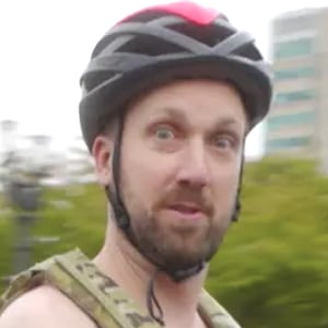 Jordan Klepper Fingers the Pulse, Klepper at naked bike rally