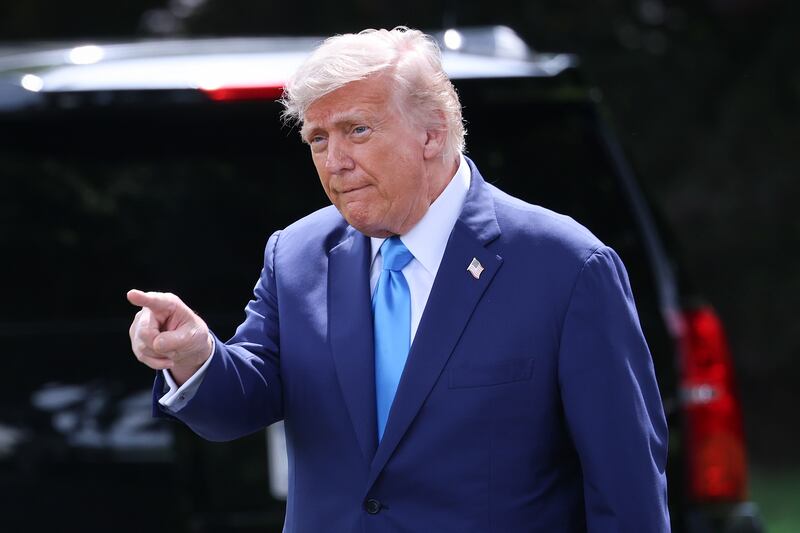 President Donald Trump, pictured departing the White House on June 6, spoke with reporters from multiple TV networks and print publications by phone on Friday where he insisted Elon Musk was not top of mind amid their breakup.