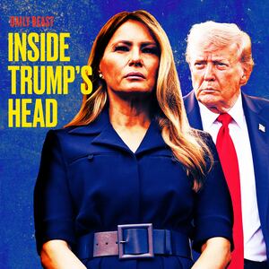 A photo illustration of Melania and Donald Trump Inside Trump's Head Podcast.