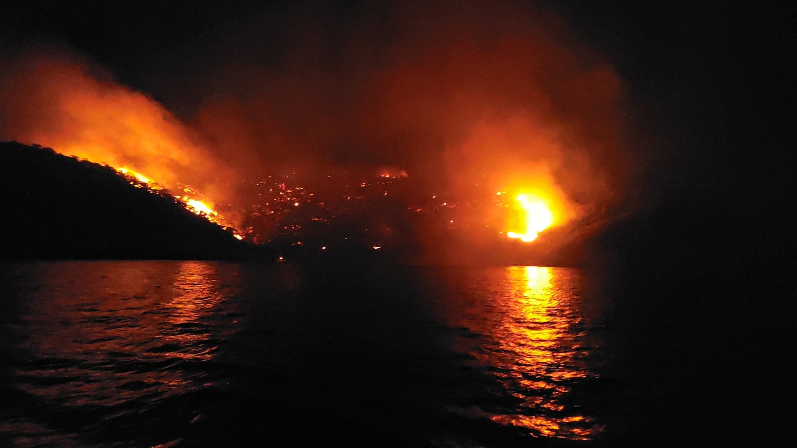 A general view of a forest fire on the island of Hydra, Greece June 21, 2024.