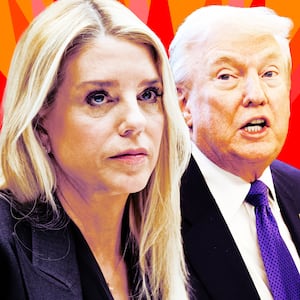 A photo illustration of Pam Bondi and Donald Trump.