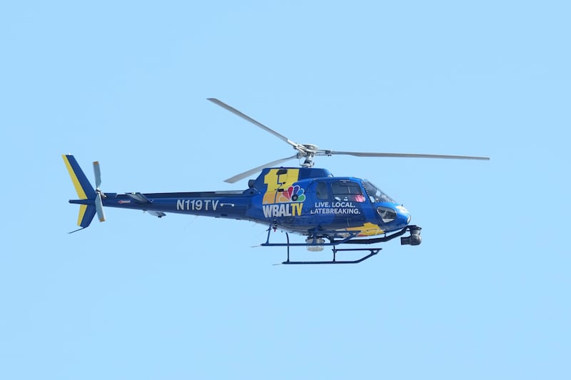 BALTIMORE, MD - JULY 11: WBAL 11 New helicopter flies over the stadium before a baseball game between the Baltimore Orioles and the Miami Marlins at Oriole Park at Camden Yards on July 11, 2025 in Baltimore, Maryland. (Photo by Mitchell Layton/Getty Images)