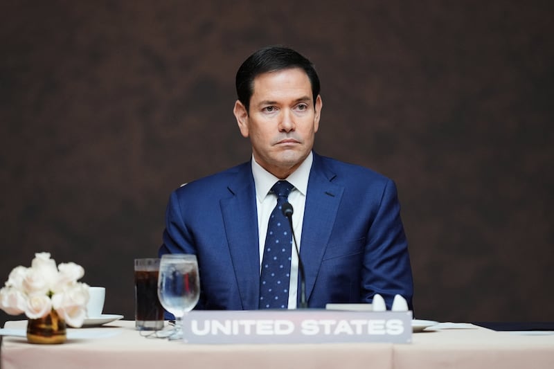 Secretary of State Marco Rubio attends a working lunch at the Shield of the Americas Summit at Trump National Doral Miami, in Doral, Florida, U.S., March 7, 2026.