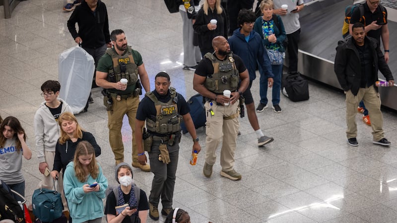 ATLANTA, GEORGIA, UNITED STATES - MARCH 23: Travelers are seen standing in long lines inside of Hartsfield-Jackson Atlanta International Airport in Atlanta, Georgia on March 23, 2026. (Photo by Nathan Posner/Anadolu via Getty Images)