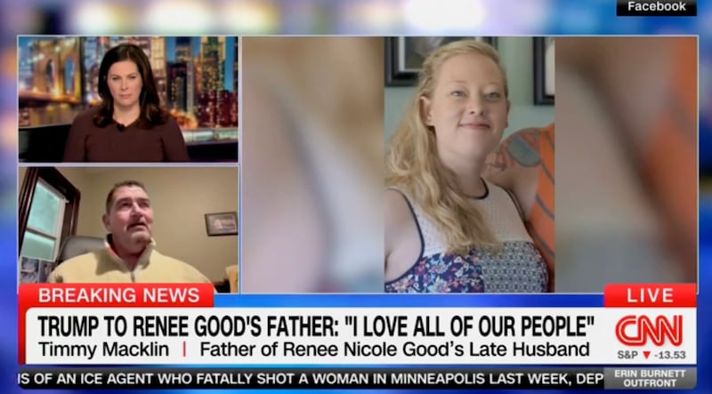 Renee Good's former father-in-law Timmy Macklin talks on CNN.