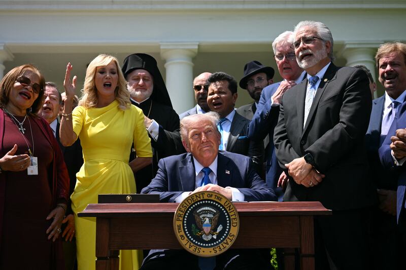 Trump apologized to the Faith Leaders on Truth Social for being late to the conference call, saying that "AT&T ought to get its act together."