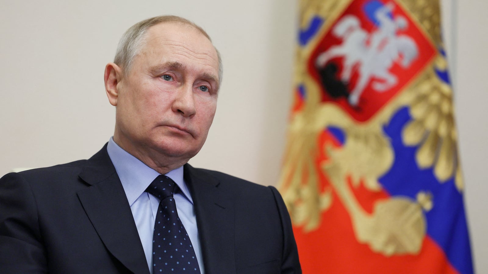 Vladimir Putin chairs a meeting with members of the government, via video link at the Novo-Ogaryovo state residence outside Moscow, Russia, March 29, 2023.