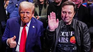 NEW YORK, NEW YORK - NOVEMBER 16: President-elect Donald Trump and Elon Musk pose for a photo during the UFC 309 event at Madison Square Garden on November 16, 2024 in New York City. (Photo by Jeff Bottari/Zuffa LLC)