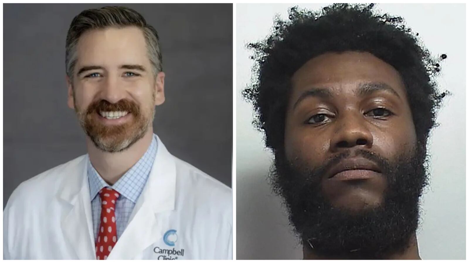 Cops say Benjamin Mauck, left, was shot dead by Larry Pickens, right, in an exam room at his orthopedic practice in Collierville, Tennessee.